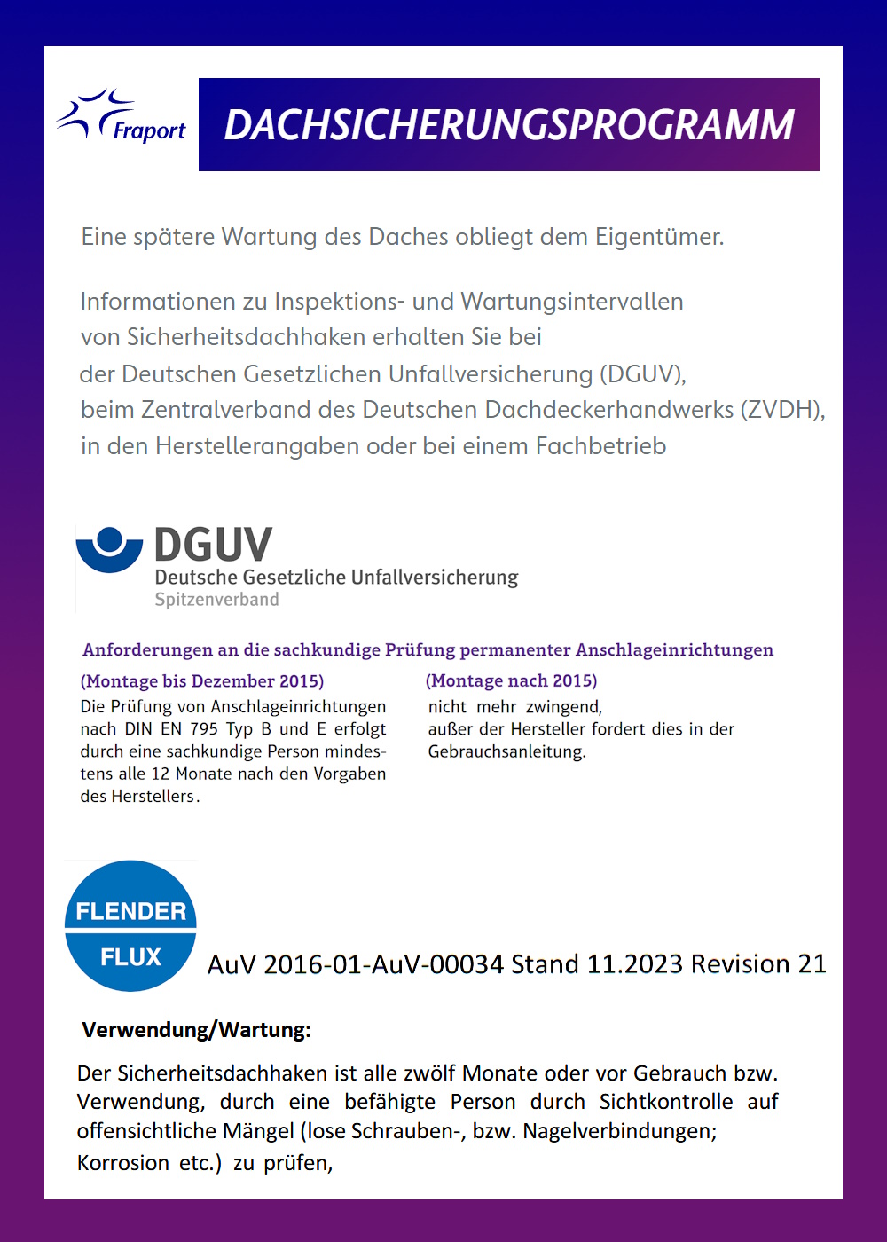 Wartung von Dachhaken Zitate: Wartung von Dachhaken